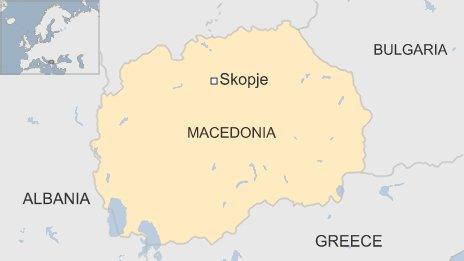 Map of Skopje in Macedonia