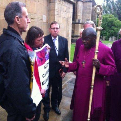 Peter Tatchell outside Southwell Minster