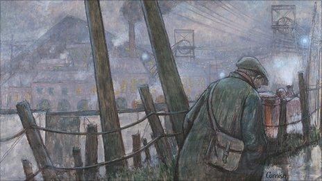 Pit Road with Telegraph Pole and Lights by Norman Cornish