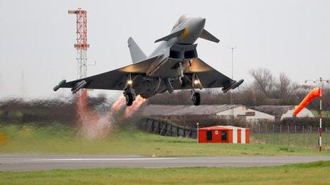 Aircraft taking off at Warton