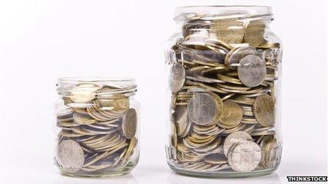 two jars filled with coins