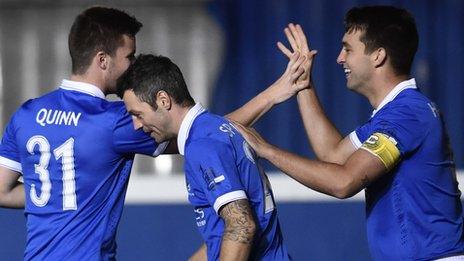 Chris Hegarty (right) celebrates after scoring the opener