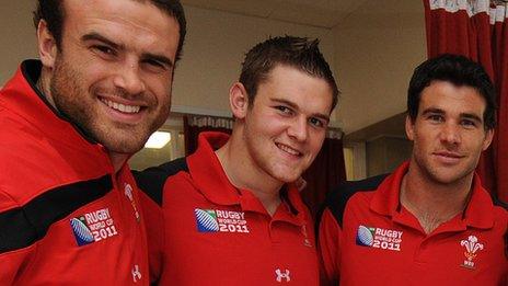 Jamie Roberts, Dan Lydiate and Mike Phillips