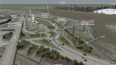 Proposed junction layout on the north side of Silvertown tunnel