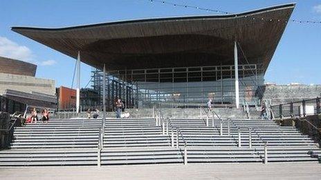 Senedd building in Cardiff Bay