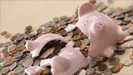 A broken piggy bank