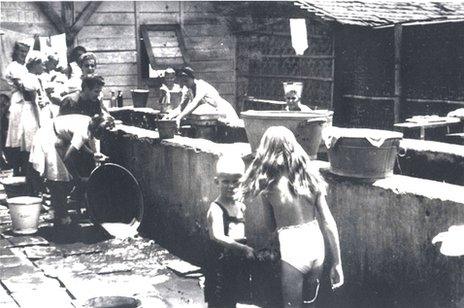 Women in the washing room