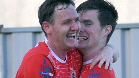 Gary Twigg and Peter McMahon scored in Portadown's 2-1 win over Ballymena