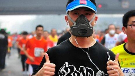 Runner in Beijing marathon (19 October 2014)