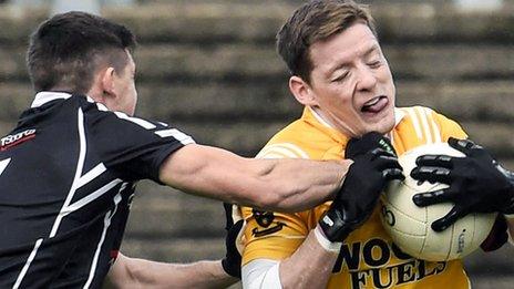 Action from the Kilcoo versus Clontibret match