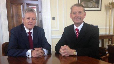 First Minister Peter Robinson with MLA Maurice Devenney