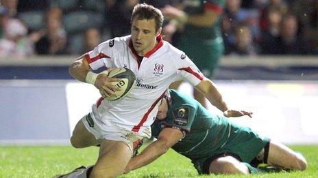 Tommy Bowe scored one of Ulster's two tries against Leicester