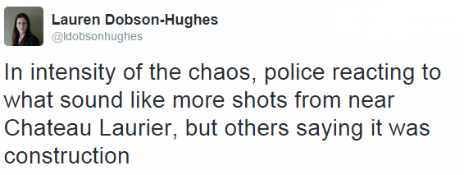 Tweet from Lauren Dobson-Hughes, a resident in Ottawa - 22 October 2014