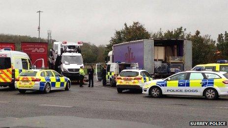 Lorry at Clacket Lane services