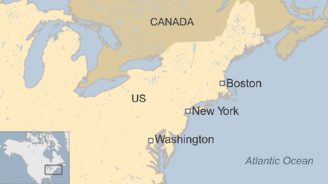 Map of US north east coast