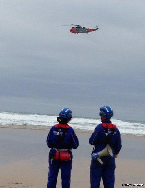 Coastguards at Mawgan Porth. Pic: Lucy Higgins