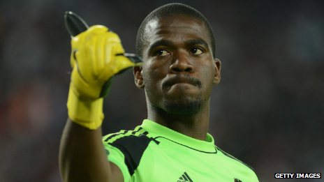 Senzo Meyiwa during the CAF Champions League Final between Orlando Pirates and Al Ahly in Soweto, SA - 02 November 2013