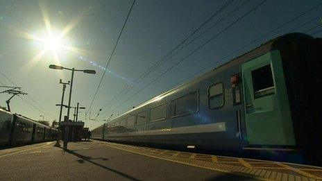 Train on Norwich to London line