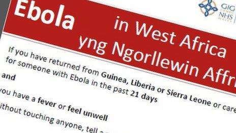 Ebola warning poster from Public Health Wales