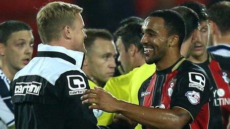 Bournemouth boss Eddie Howe congratulates match-winner Callum Wilson