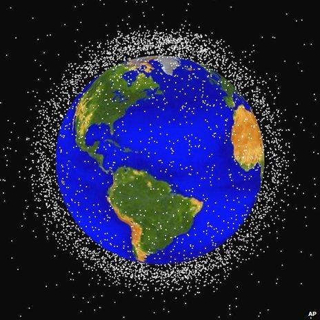 Computer generated graphic provided by NASA shows images of objects in Earth orbit that are currently being tracked (1 Sept 2011)