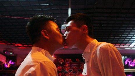 gay couple kissing