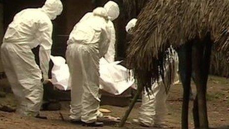 A burial team in Gbantama, Sierra Leone