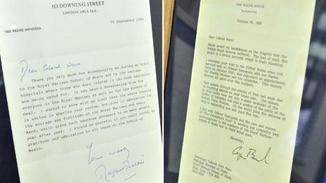 Letters of condolence from Margaret Thatcher (left) and President Bush in the wake of the IRA bombing at Deal barracks in Kent in 1989