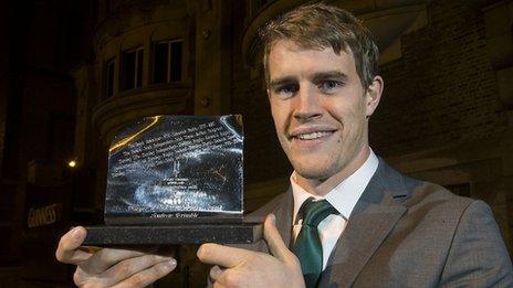 Andrew Trimble was voted player of the year by the Irish Rugby Writers