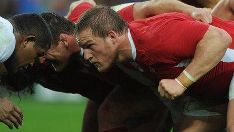 Gethin Jenkins packs down against Fiji in 2011