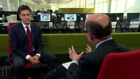 Ed Miliband talking to Nick Robinson