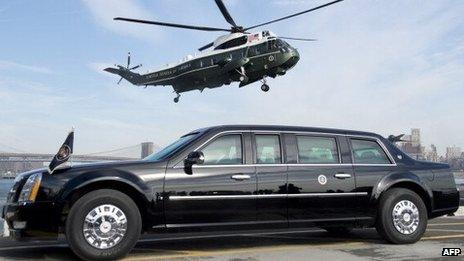 President Obama's formidable limousine, nicknamed "the beast"