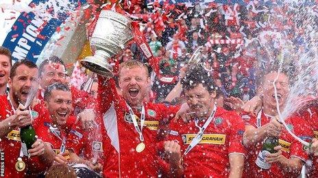 Cliftonville celebrate winning the League Cup last season