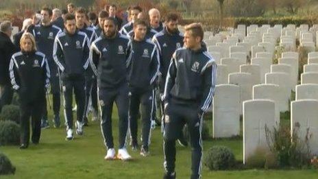 Wales players and staff at Artillery Wood Cemetery