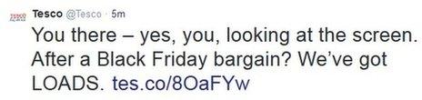 A tweet from Tesco saying it has "loads" of Black Friday bargains