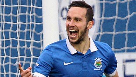 Linfield's Andrew Waterworth netted hid 10th goal of the season