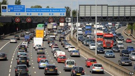 File photo dated 22/8/2014 of motorists in heavy traffic on the M25 between junction 12 and 13 near Egham, Surrey