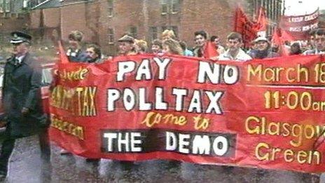 Poll tax demonstration in Glasgow