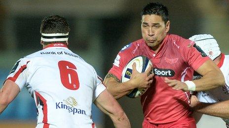 Regan King on the attack for the Scarlets against Ulster