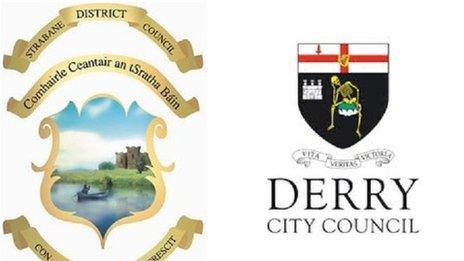 Council crests of Strabane and Derry city council