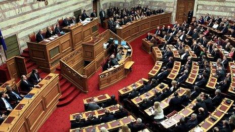 Greek Members of Parliament during the presidential vote (17 December 2014)