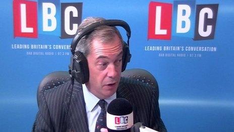 Nigel Farage on his LBC Radio phone-in