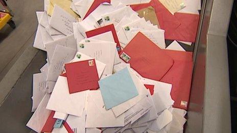 Mail being processed at the Plymouth sorting centre