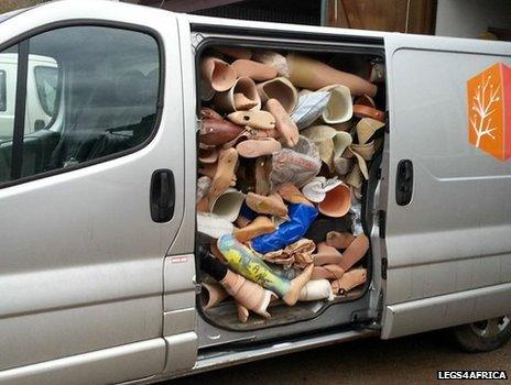 Van loaded with legs