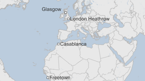 Glasgow ebola patient map