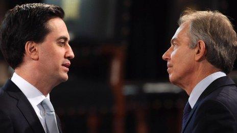 Ed Miliband and Tony Blair in 2012