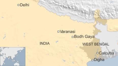 BBC map of Digha, Bodh Gaya and Varanasi in India