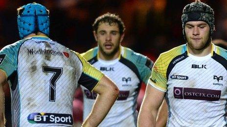 Ospreys were dejected in defeat at Parc y Scarlets