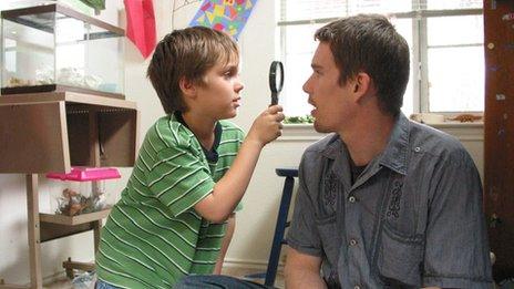 Ellar Coltrane and Ethan Hawke in Boyhood