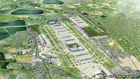 Artist's impression of option 1 for the third runway north-west of Heathrow